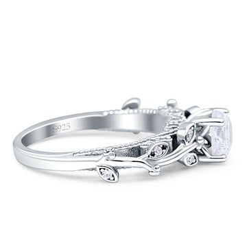 Vintage Style Floral Round Engagement Ring Cubic Zirconia 925 Sterling Silver Wholesale